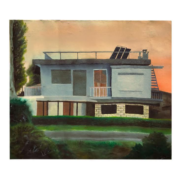 Suburban house at sunset