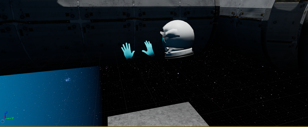 Zero-gravity environment and hand tracking interaction